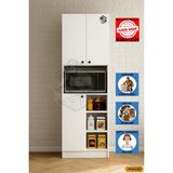 TAMAMI MDF Mobilyanı Tasarla 3 Kapaklı Açık Raflı Modern Tasarım Çok Amaçlı Beyaz Mini Fırın Dolabı/Boy Kiler Dolabı/Erzak Dolabı