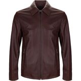 Tamer Tanca Erkek Fındık Renk Deri Mont 571 Z-16 Günlük Stil Düz Yaka - XL