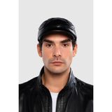 Tamer Tanca Erkek Hakiki Deri Siyah Deri London Şapka 524 1134-1 SPK Y25 SIYAH DR