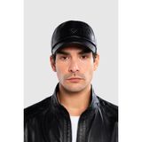 Tamer Tanca Erkek Hakiki Deri Siyah Devekuşu Şapka 524 1012 SAPKA SK20-21 SYH V/D KUSU