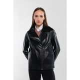 Tamer Tanca Kadın Hakiki Deri Siyah Deri Mont 415 ABK-2642 Byn Dr Mont SK24/25 Sıyah Dr - L