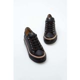 Tamer Tanca Kadın Hakiki Deri Siyah Floter Sneakers & Spor Ayakkabı 937 5022-09 BN AYK Y23 SIYAH FLOTER