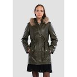 Tamer Tanca Kadın Hakiki Deri Yeşil Deri Mont 847 747-1 Byn Derımont SK25-26 Yesıl Dr - XL
