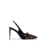 Tamer Tanca Kadın Suni Deri Siyah/Leopar Stiletto Ayakkabı