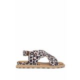 Tamer Tanca Kadın Vegan Bej Leopar Düz Sandalet 838 44205 BN SNDLT Y23 BEJ LEOPAR