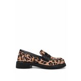 Tamer Tanca Kadın Vegan Leopar/Siyah Loafer Ayakkabı 817 1001 BN AYK SK24-25 LEOPAR/SYH CILT