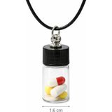 Tamgacrafts 2cc Çevirmeli Su Geçirmez Kapak 3cm Gerçek Cam Şişe Kolye Tohum Dilek Kapsül - Siyah - Tek Ebat