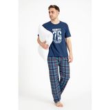 Tampap Erkek Baskılı Pijama Takımı Kısa Kollu Tampap 2170-K - Indigo