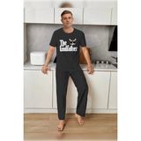Tampap Erkek Baskılı Pijama Takımı Kısa Kollu Tampap 2170 - XL - Antrasit