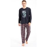 Tampap Erkek Baskılı Pijama Takımı Uzun Kollu Tampap 2170 - Lacivert