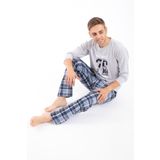 TAMPAP Erkek Büyük Beden Baskılı Pijama Takımı Uzun Kollu Tampap 2170-B