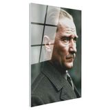 Tamperli Gerçek Cam Tablo Atatürk Asil Duruş Palto Atatürk Tablosu Duvar Dekoru