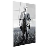 Tamperli Gerçek Cam Tablo Atatürk Kasketli Tarla Pozu Atatürk Tablosu Duvar Dekoru