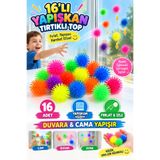 Tamsena Store 16'lı Yapışkan Tırtıklı Sürüngen Top Oyuncak – Renkli Duvara ve Cama Yapışan Eğlenceli Toplar