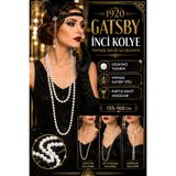 Tamsena Store 1920 Gatsby Beyaz İnci Kolye Uzun Vintage Retro Parti Kostüm Aksesuarı 155 CM