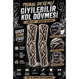 Tamsena Store 2 Adet Tribal Desenli Giyilebilir Kol Dövmesi 3D Baskılı Gerçekçi Dövme Çorabı Model 2