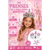 Tamsena Store 2'li Pembe Ponponlu Prenses Taç ve Sihirli Değnek Seti Gümüş Çocuk Parti Doğum Günü Kostüm Aksesuarı