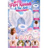 Tamsena Store Beyaz Peri Kanadı ve Taç Seti Dantel Tüllü Çocuk Kostüm Aksesuarı 45x35 Cm