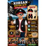 Tamsena Store Çocuk Korsan Kostüm Aksesuar Seti Yelek Şapka Göz Bandı Kanca Parti Gösteri ve Kostüm Tamamlama Seti
