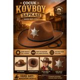 Tamsena Store Çocuk Kovboy Şapkası Kahverengi Şerif Rozetli Vahşi Batı Parti Şapkası