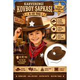 Tamsena Store Kahverengi Çocuk Kovboy Şapkası Kadife Kaplama Western Cowboy Kostüm Şapkası 4-10 Yaş