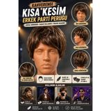 Tamsena Store Kahverengi Kısa Kesim Erkek Parti Peruğu Sentetik Cosplay Tiyatro ve Kostüm Aksesuarı