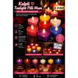 Tamsena Store Kalpli Tealight Pilli Mum LED Işıklı Romantik Dekor Mum Özel Gün Süsleme Mum Seti