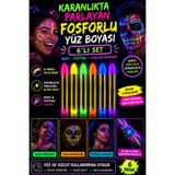Tamsena Store Karanlıkta Parlayan Fosforlu Parti Yüz Boyası 6’lı Set – Neon Glow Festival ve Cadılar Bayramı Makyaj Kalemi