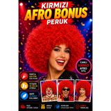 Tamsena Store Kırmızı Renk Kıvırcık Afro Bonus Parti Peruğu Yetişkin Çocuk Uyumlu Kostüm Saçı