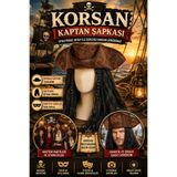 Tamsena Store Korsan Kaptan Şapkası Siyah Peruklu Korsan Şapkası Kostüm Parti Tiyatro Cosplay Temalı Etkinlik Aksesuarı