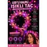 Tamsena Store LED’li Kalpli Işıklı Taç Pembe Renk – 3 Modlu Parti Tacı Festival ve Doğum Günü Aksesuarı