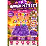 Tamsena Store Mor Hawaii Etek Seti Luau Aloha Çiçek Kolye Taç Bileklik Parti Kostüm Seti Çocuk ve Yetişkin Uyumlu