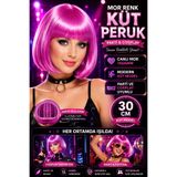 Tamsena Store Mor Renk Küt Peruk Kadın Parti Cosplay Kostüm Peruğu Kısa Düz Bob Saç 30 Cm