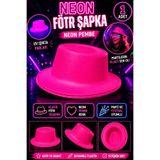 Tamsena Store Neon Pembe Plastik Fötr Şapka UV Parti Şapkası Festival Doğum Günü Kostüm Aksesuarı Yetişkin Boy