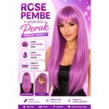 Tamsena Store Rose Pembe Uzun Düz Kesim Parti Peruğu Takma Saç Cosplay Kostüm Aksesuarı