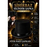 Tamsena Store Yetişkin Siyah Sihirbaz Silindir Fötr Şapka Parti Kostüm Aksesuarı 15 cm
