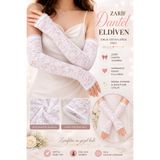 Tamsena Store Zarif Beyaz Dantel Parmaksız Eldiven Uzun Kolluk – Bridal Shower & Davet Aksesuarı