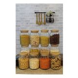 Tamu 12'li Bambu Kapaklı Vakumlu Orta Boy Cam Kavanoz Saklama Kabı 800ML