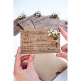 TAN ATÖLYE Ahşap Magnetli Düğün, Nikah, Nişan Davetiyesi 10 Adet - Zarf ve Sticker Dahildir