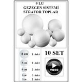 Tan Express Güneş Gezegen Sistemi Gezegenler Deney Seti Strafor Boyanabilir Küreler 9'lu 10 Set