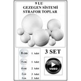TAN EXPRESS Güneş Gezegen Sistemi Gezegenler Deney Seti Strafor Boyanabilir Küreler 9'lu 3 Set (Videolu