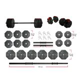 Tan Spor 100 Kg DÜZ BAR (150 cm) Dambıl Ağırlık Halter Seti Kırmızı Kapaklı