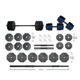 Tan Spor 100 Kg DÜZ BAR (150 cm) Dambıl Dumbell Ağırlık Halter Seti Mavi Kapaklı