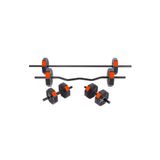 Tan Spor 30 Kg (150 cm) DÜZ BAR + Z BAR Dambıl Dumbell Ağırlık Halter FULL SET Kırmızı Kapaklı