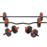 Tan Spor 30 Kg (150 cm) DÜZ BAR + Z BAR Dambıl Dumbell Ağırlık Halter FULL SET Kırmızı Kapaklı