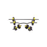 Tan Spor 30 Kg (150 cm) DÜZ BAR +Z BAR Dambıl Dumbell Ağırlık Halter FULL SET SARI KAPAKLI