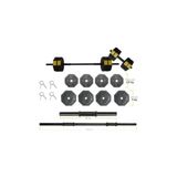 Tan Spor 30 Kg DÜZ BAR (150 CM) ve KISA BAR Dumbell Ağırlık Halter SETİ SARI KAPAKLI