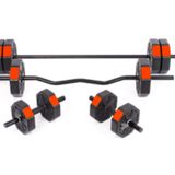 Tan Spor 40 Kg (150 cm) DÜZ BAR +Z BAR Dambıl-Dumbell-Ağırlık-Halter–FULL Set Kırmızı Kapaklı