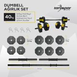 Tan Spor 40KG Dambıl Ağırlık Halter Ağırlık Kısa Bar ve 150 cm Düz Bar Seti