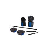 Tan Spor 50 Kg(150 cm) DÜZ BARLI Dambıl - Dumbell - Ağırlık Halter Vücut Geliştirme Set Mavi Kapaklı